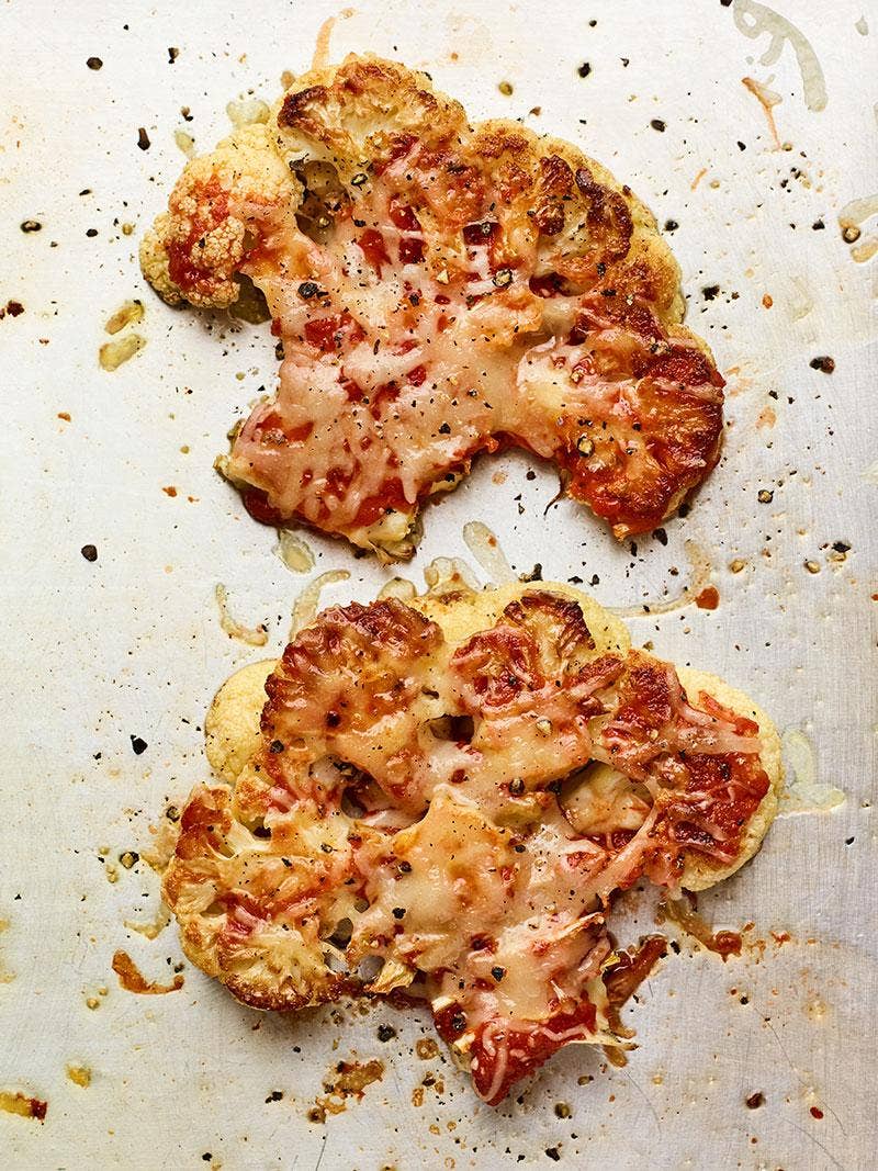 Cauliflower Steaks with Tomato Sauce & Mozzarella