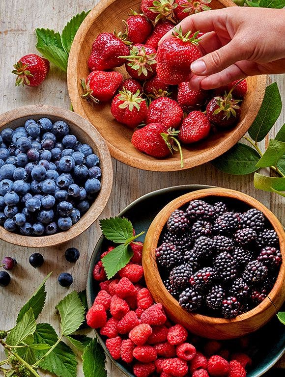 backyard berries in bowls