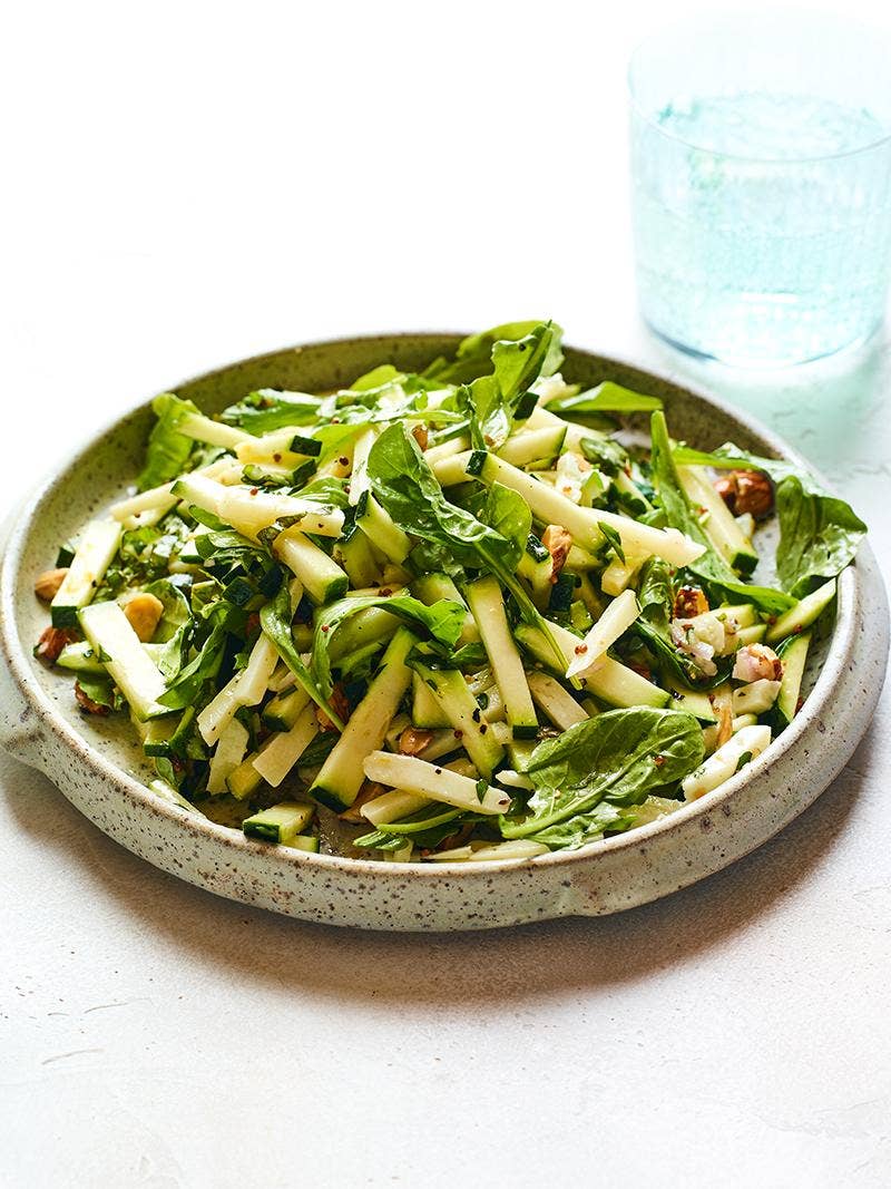 Zucchini salad with anchego & almonds.