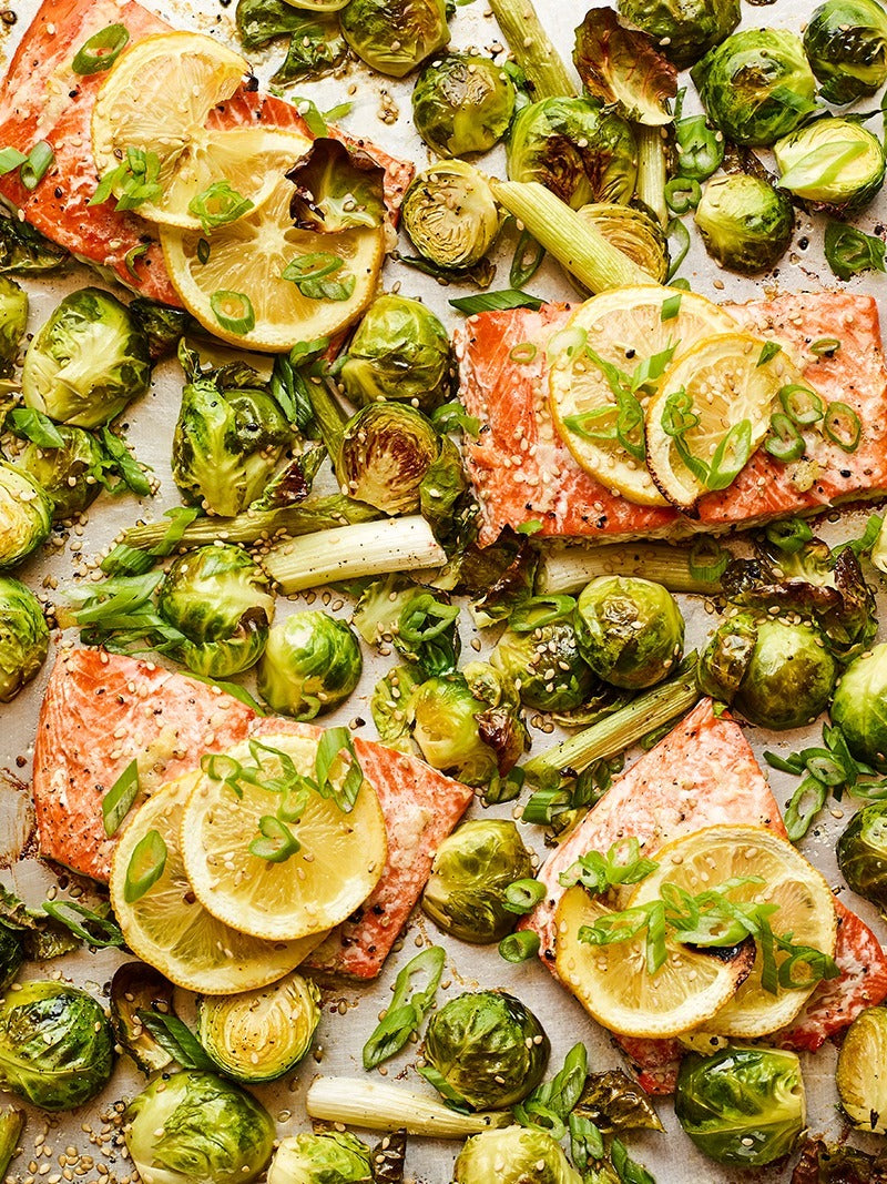 Sheet Pan Salmon with Brussels Sprouts Recipe