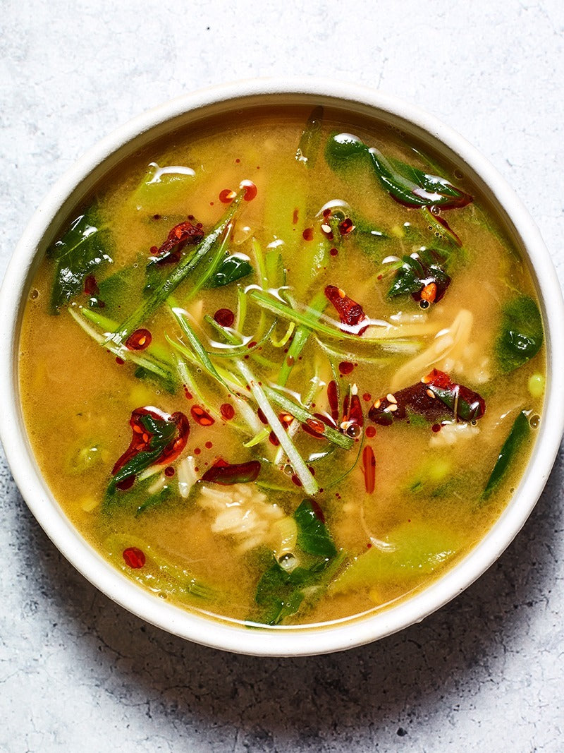 Ginger Broth Bowl with Spinach Recipe