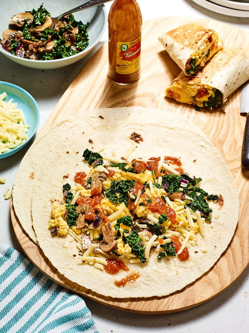 Kale & Mushroom Breakfast Burrito Recipe