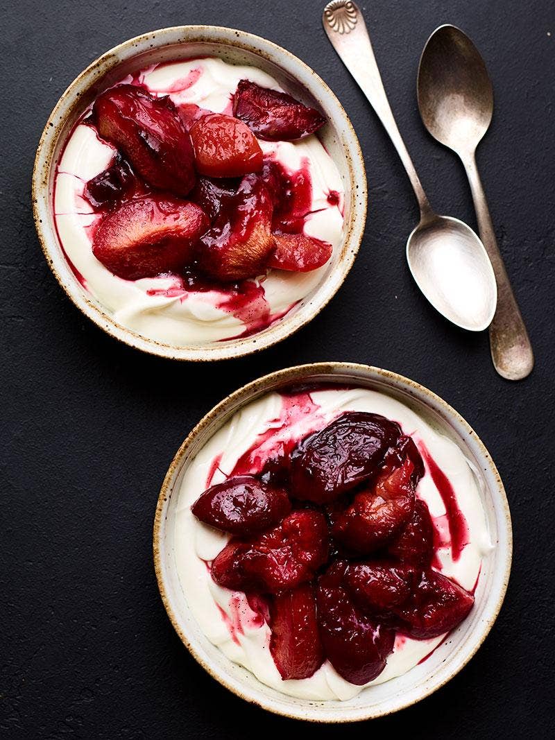 Vanilla roasted plums recipe