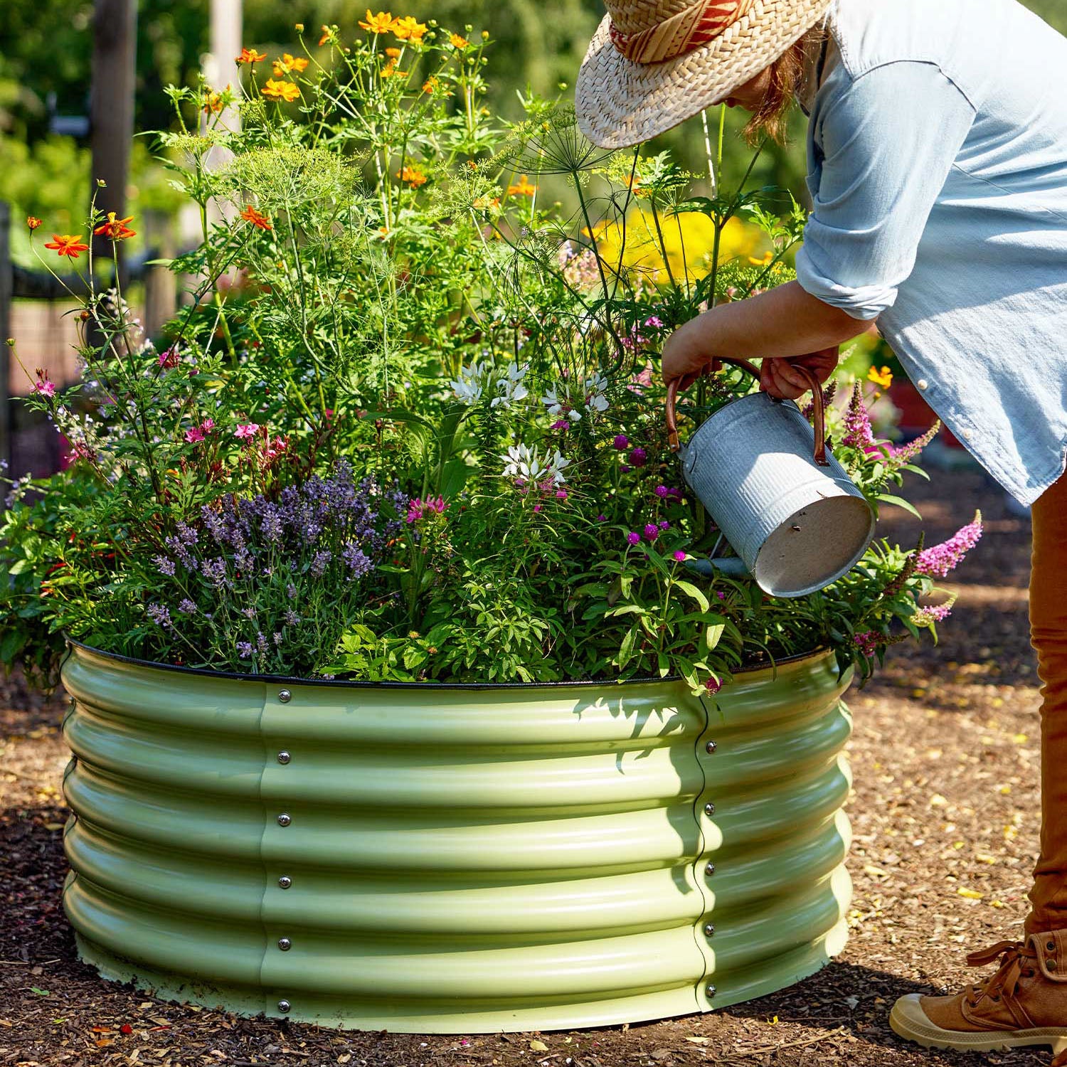 42" Round Galvanized Planter